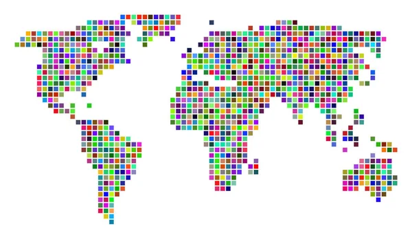 Mapa del mundo de puntos multicolores — Vector de stock