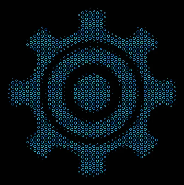 Cogwheel Mosaic Icon of Halftone Circles — Stock Vector