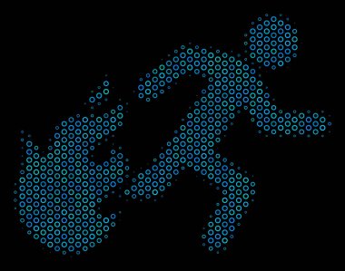 Yarı ton çevrelerin adam mozaik simgesi çalışan ateş