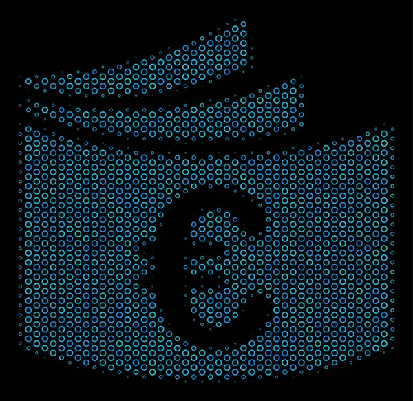 Euro Checkbook Colagem Ícone de Círculos Halftone —  Vetores de Stock