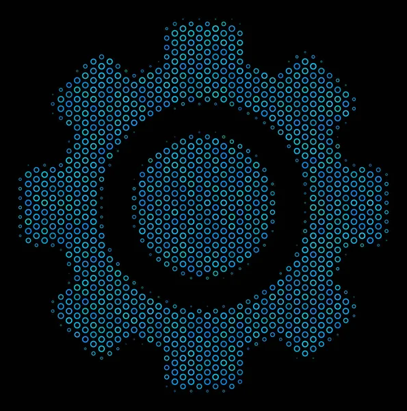 Ícone de colagem de engrenagem de bolhas de meio-tom — Vetor de Stock