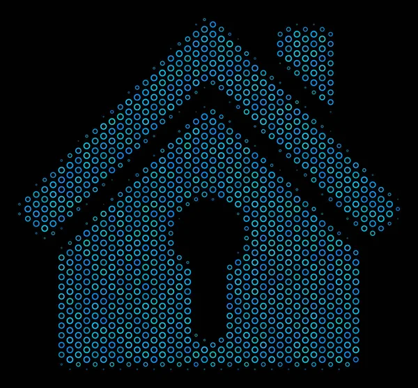 Ikona kolaż domu Keyhole kręgów półtonów — Wektor stockowy