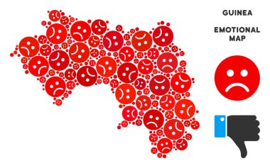 Üzgün Emojis vektör zavallı Afrika Gine harita kolaj