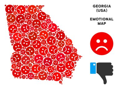 Vektör duygu Amerikan devlet Gürcistan harita mozaik üzgün suratlar
