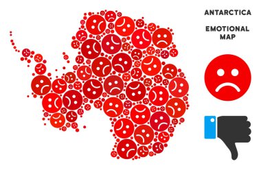 Vektör üzüntü Antarktika harita kompozisyon üzgün suratlar