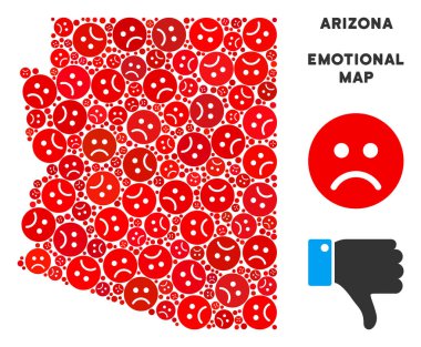 Vektör kriz Arizona Devlet harita kompozisyon üzgün suratlar
