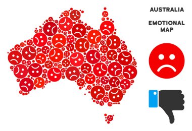 Vektör duygu Avustralya harita kolaj üzgün Emojis