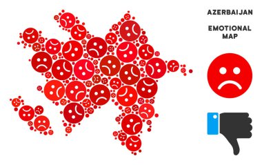 Vektör duygu Azerbaycan harita kolaj üzgün Emojis
