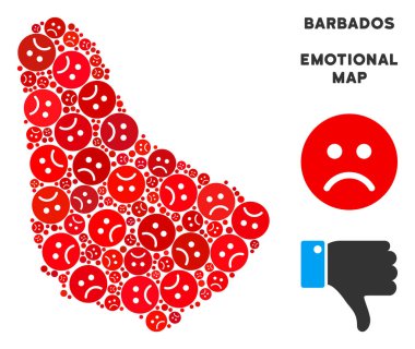 Vektör Dolor Barbados Haritası kolaj üzgün suratlar