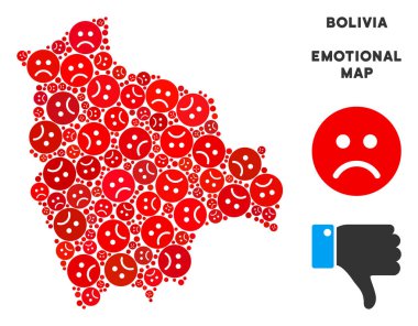 Vektör duygu Bolivya harita mozaik üzgün suratlar