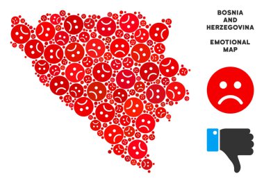 Vektör mutsuz Bosna Hersek Harita mozaik üzücü Emojis