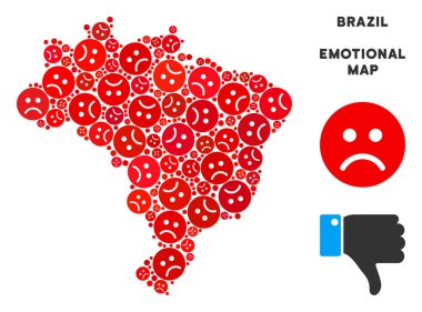Vektör zavallı Brezilya harita mozaik üzücü Emojis