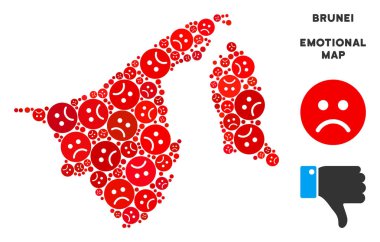 Vektör duygusal Brunei harita kolaj üzgün suratlar