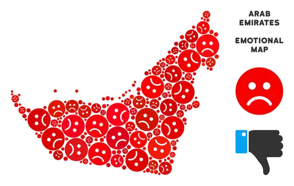 Vektör mutsuz Arap Emirlikleri harita mozaik üzücü Emojis