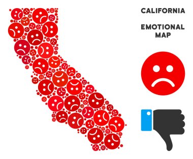 Üzgün Emojis vektör duygusal California harita kolaj