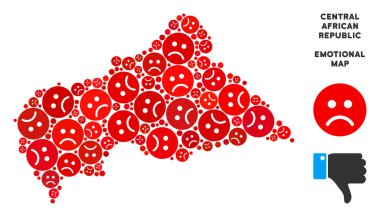 Vektör kriz Orta Afrika Cumhuriyeti harita kompozisyon üzgün Emojis