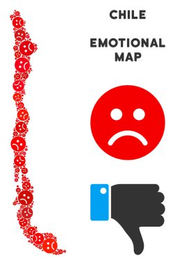 Vektör duygu Şili harita mozaik üzücü Emojis