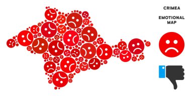 Vektör zavallı Crimea harita kolaj üzgün suratlar