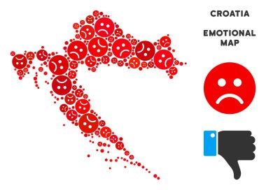 Üzgün Emojis vektör mutsuz Hırvatistan harita kolaj