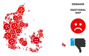 Vektör Dolor Danimarka harita mozaik üzgün suratlar