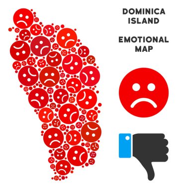 Üzgün Emojis vektör mutsuz Dominica Ada harita kolaj