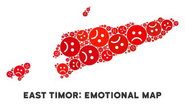 Vektör Dolor Doğu Timor harita kompozisyon üzgün suratlar