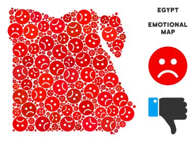 Vektör duygu Mısır harita kompozisyon üzgün Emojis