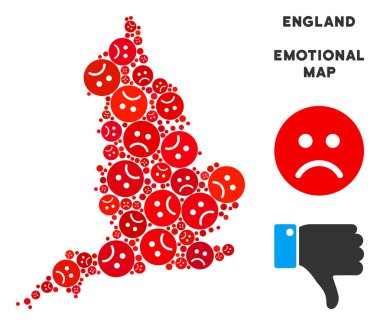 Vektör duygusal İngiltere harita mozaik üzücü Emojis