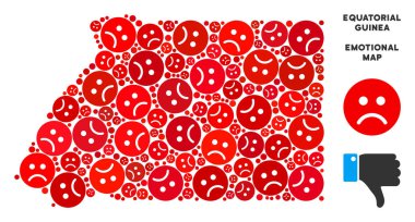 Vektör zavallı Ekvator Ginesi harita mozaik üzgün suratlar