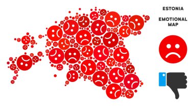 Vektör mutsuz Estonya harita kolaj üzgün suratlar