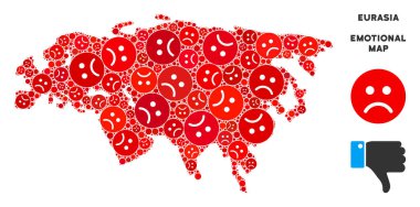 Üzgün Emojis vektör mutsuz Eurasia harita kompozisyon