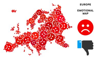 Vektör kriz Europe harita mozaik üzgün suratlar