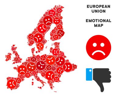 Vektör duygu Avrupa Birliği harita kolaj üzgün Emojis