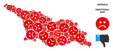 Üzgün Emojis vektör üzüntü Georgia Map kolaj