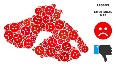 Üzgün Emojis vektör zavallı Yunan Midilli (ada) harita kompozisyon