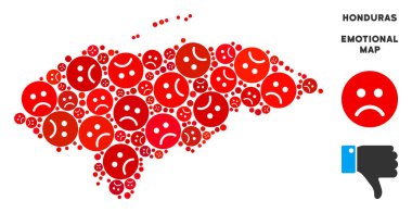 Vektör Dolor Honduras harita mozaik üzücü Emojis