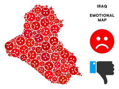 Vektör duygusal Irak harita mozaik üzgün suratlar
