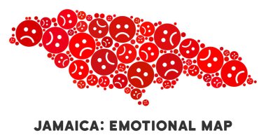 Vektör duygusal Jamaika harita kolaj üzgün suratlar