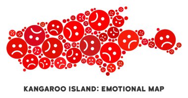 Vektör kriz Kanguru Adası harita mozaik üzgün suratlar