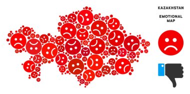 Vektör duygu Kazakistan harita kolaj üzgün suratlar