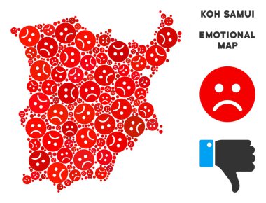 Vektör Dolor Koh Samui Haritası mozaik üzgün suratlar