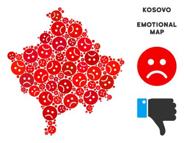 Vektör duygu Kosova harita mozaik üzücü Emojis