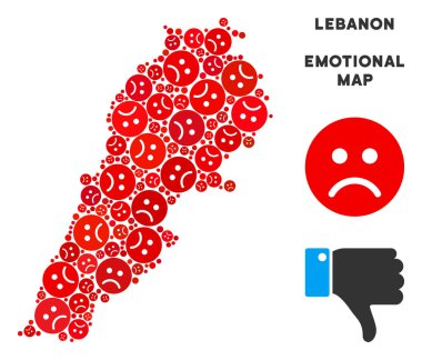 Vektör duygu Lübnan harita kolaj üzgün suratlar