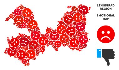Vektör duygusal Leningrad Oblast Harita kolaj üzgün suratlar