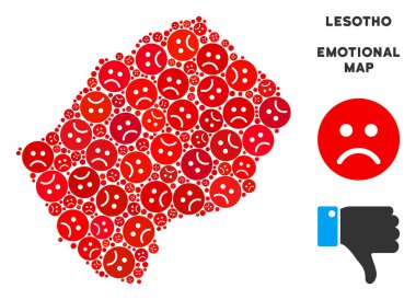 Vektör Dolor Lesoto Haritası kolaj üzgün Emojis