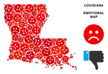 Üzgün Emojis vektör kriz Louisiana Devlet harita bileşimi