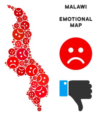 Vektör Dolor Malavi Haritası mozaik üzgün suratlar