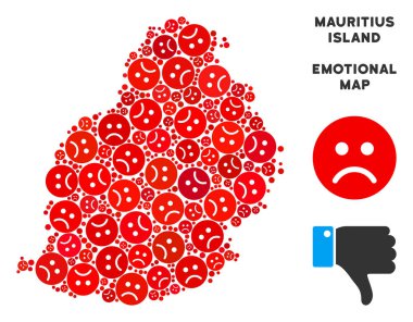 Üzgün Emojis vektör zavallı Mauritius Adası harita kompozisyon