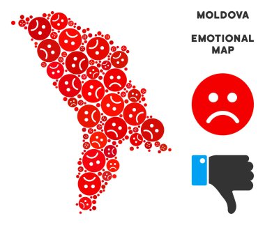 Vektör Dolor Moldova harita mozaik üzücü Emojis