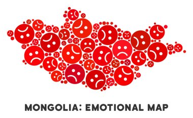 Üzgün Emojis vektör duygusal Moğolistan haritası kolaj